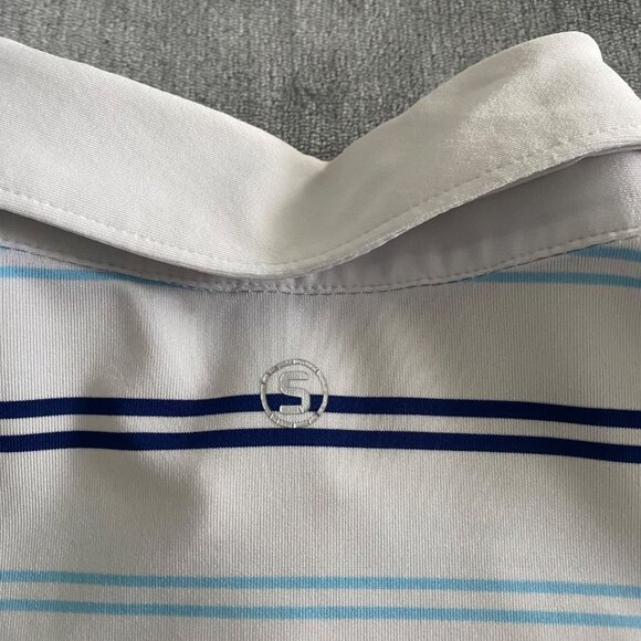 Stitch Striped Men's‎ Performance Golf Polo Size Medium Logo Riviera Golf Course - Picture 10 of 12
